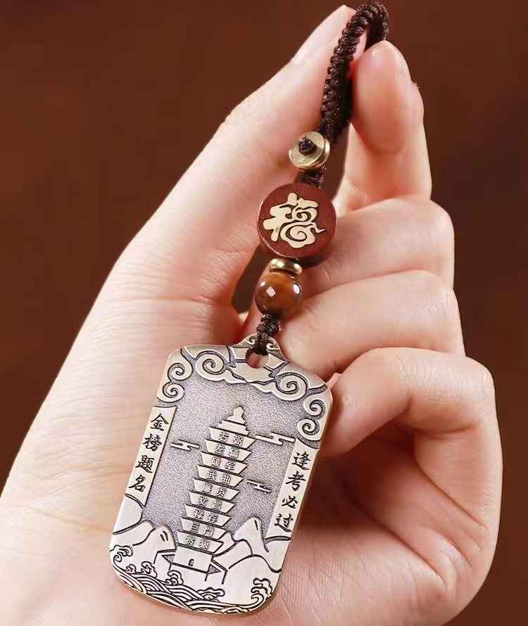 Pure Copper Nine-Tiered Wenchang Pagoda Pendant – Scholar’s Wisdom & Cosmic Ascension